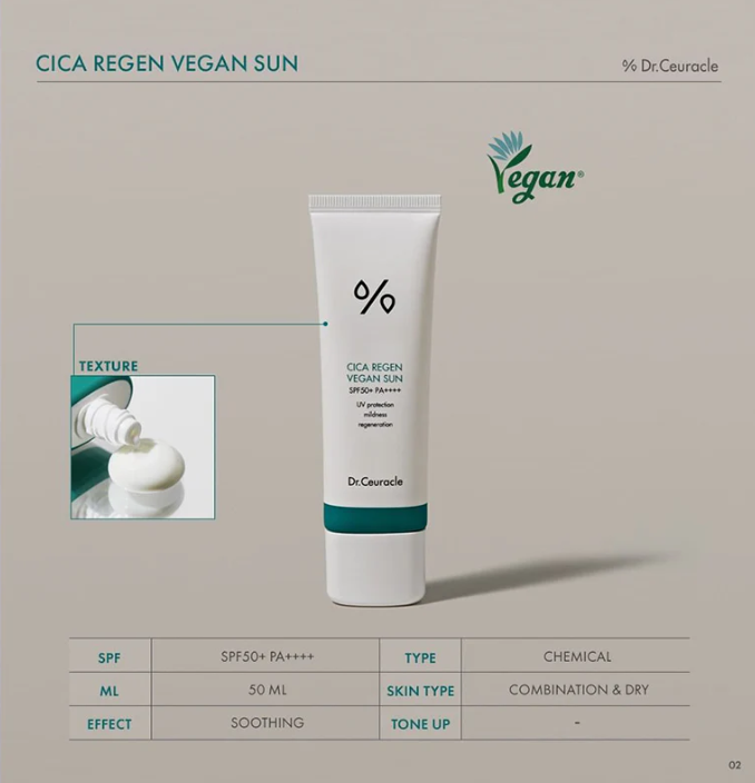 Dr. Ceuracle Cica Regen Vegan Sun SPF50 PA++++ - 50ml